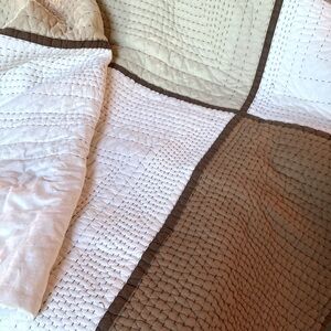 West Elm Colorblock Pick Stitch Cotton Quilt F/Q